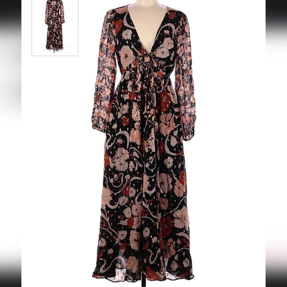 J.Crew Cocktail dress  NWT medium brown pink floral shimmery midi dress